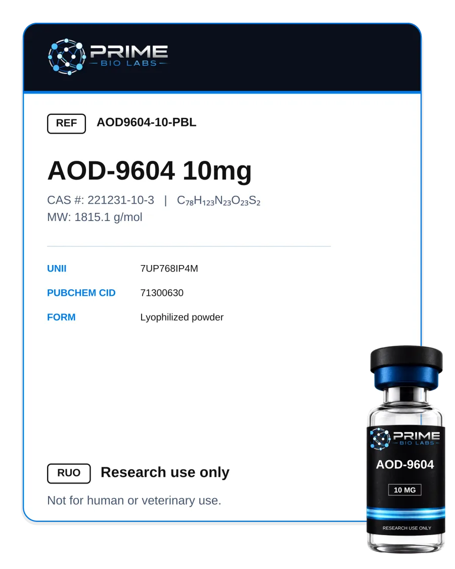 AOD-9604 (10 mg), produto da semana, peptídeo para estética e performance