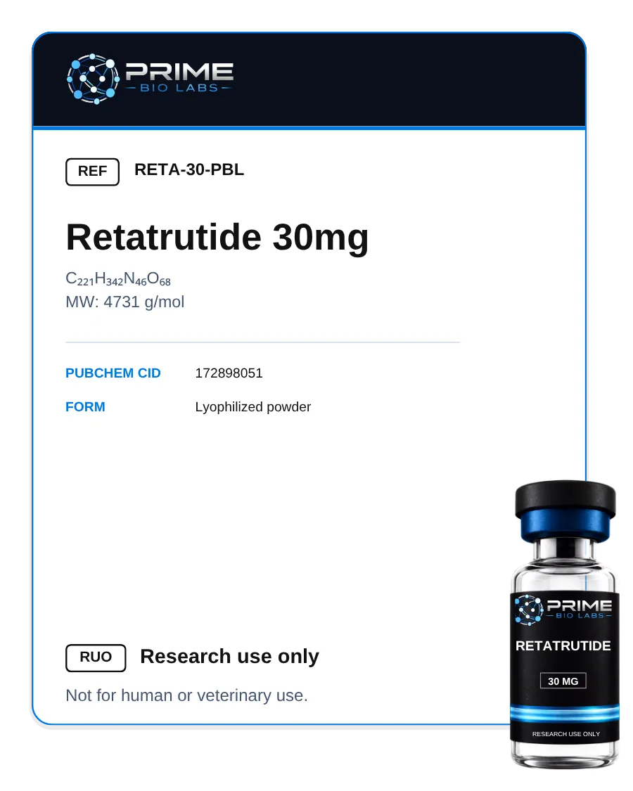 Retatrutide (30 mg), produto da semana, peptídeo para estética e performance